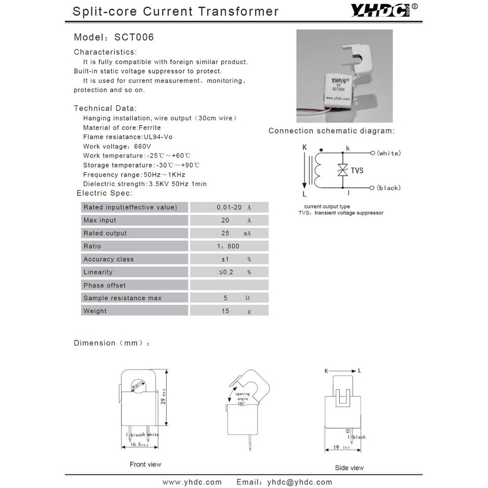 Promo Spesial - 0-20A /25Ma Ac Current Sensor Split Core Current Transformer Sct006