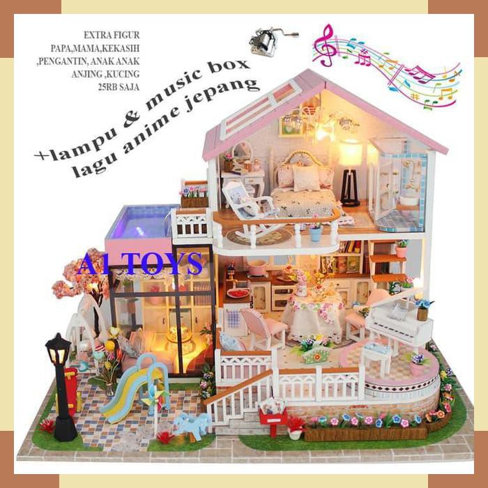 Dollhouse rumah rumahan miniatur DIY roleplay mainan edukasi  SwW