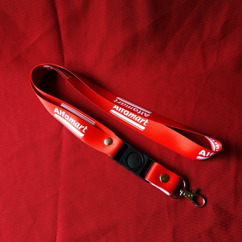 Lanyard ALFAMART putih tali lanyard DISTRO gantungan kunci name tag id card kartu nama / tali lanyar