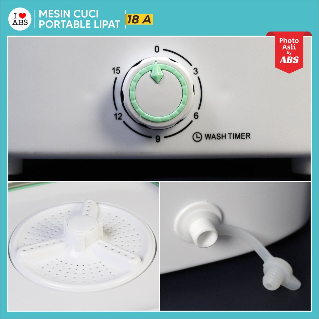 ABS MESIN CUCI PORTABLE MESIN CUCI LIPAT MINI FOLDING WASHING MACHINE  KAPASITAS 2,8kg-5