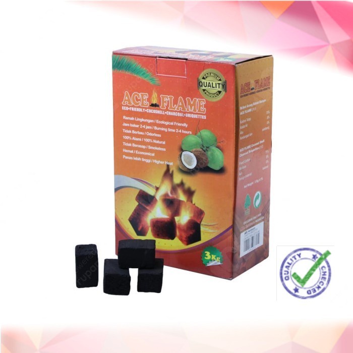 Jual Ace Flame Briket Arang Batok Kelapa Charcoal Briquettes Coco Shell 3Kg Murah