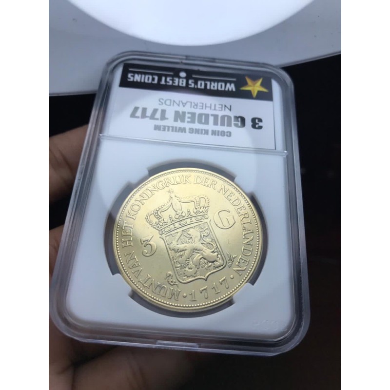 Koin 3 Gulden Tahun 1717 Willem Warna Gold Sangat Langka