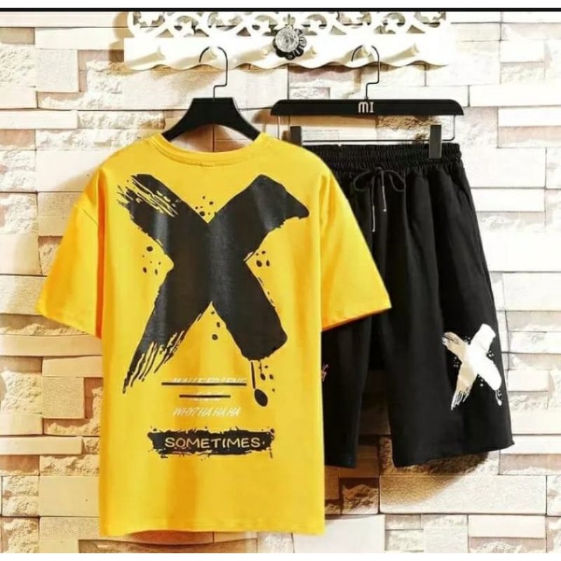 STELAN PRIA - BAJU STELAN SOMETIMES PRIA - BAJU SET PRIA DEWASA - STELAN T-SHIRT + CELANA PENDEK PRIA -  SET BAJU KAOS PRIA DAN CELPEN PRIA - BA4JU COWOK -SETELAN COWOK