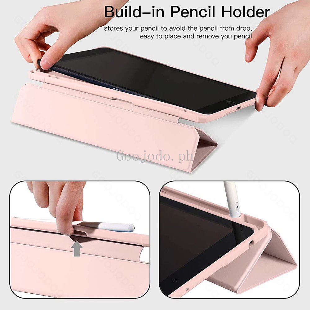 Goojodo Case Transparan Dengan Holder Pensil Untuk iPad Pro 11 2020 2021 Air 2 2018 9.7th 6th 5th Air 4 5 Air 3