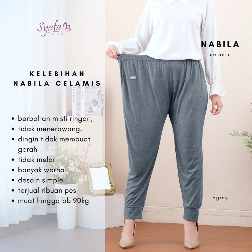 Celana Daleman Gamis Celamis Inner Legging Kulot Panjang Jumbo Wanita Muslimah Dewasa Premium Syafa Hijab