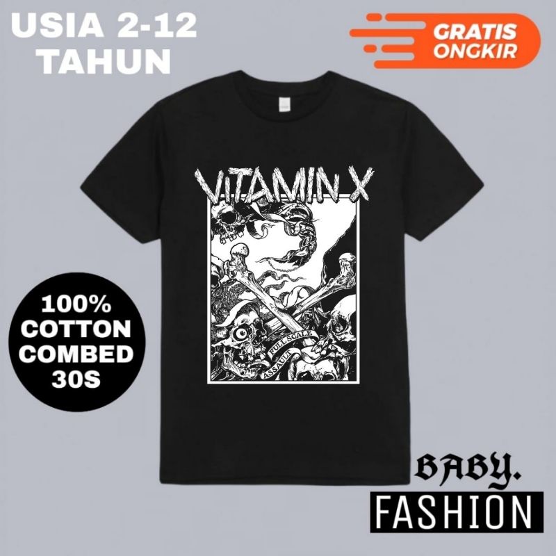 KAOS BAJU ANAK Vitamin X Assault DEATH METAL / TSHIRT Rock Music Baby Kids TEE / BAYI ANAK Laki Laki