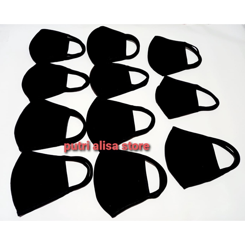 MASKER KAIN HITAM POLOS TALI KUPING/MASKER MOTOR/MASKER MULUT CEWEK-COWOK/REVA