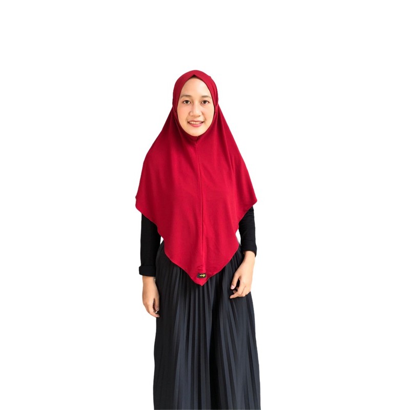 bergo Jersey tali Hana / hijab instant / kerudung bergo / hijab daily-Maroon