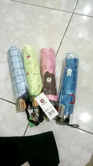 Payung Lipat 4 Karakter Motif Kotak Anti Uv Merk Osaka Bw-119