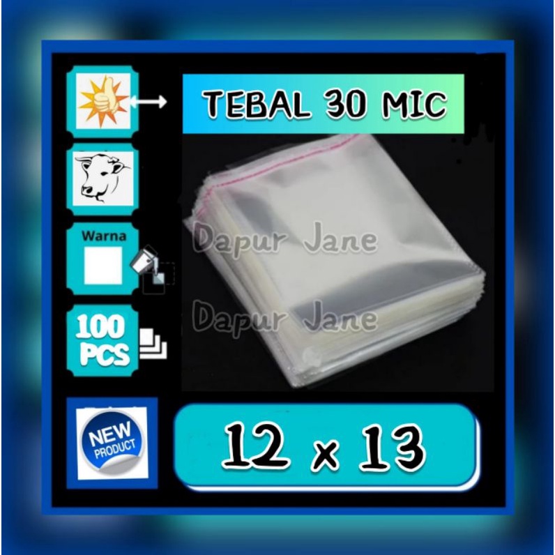 PLASTIK OPP SEAL UK 12 x 13 CM ~ TEBAL 30 MICRON.