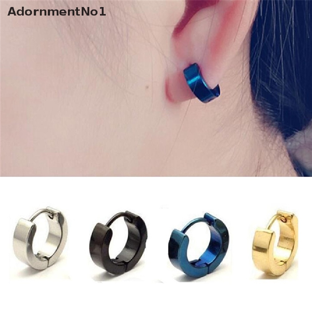 (AdornmentNo1) 1 Pasang Anting Bulat Bahan Stainless Steel Gaya PUNK Untuk Pria / Wanita