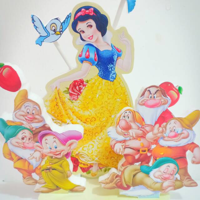 Topper Disney Princess Snow White Background Putri salju dekorasi hiasan mainan kue tart ultah
