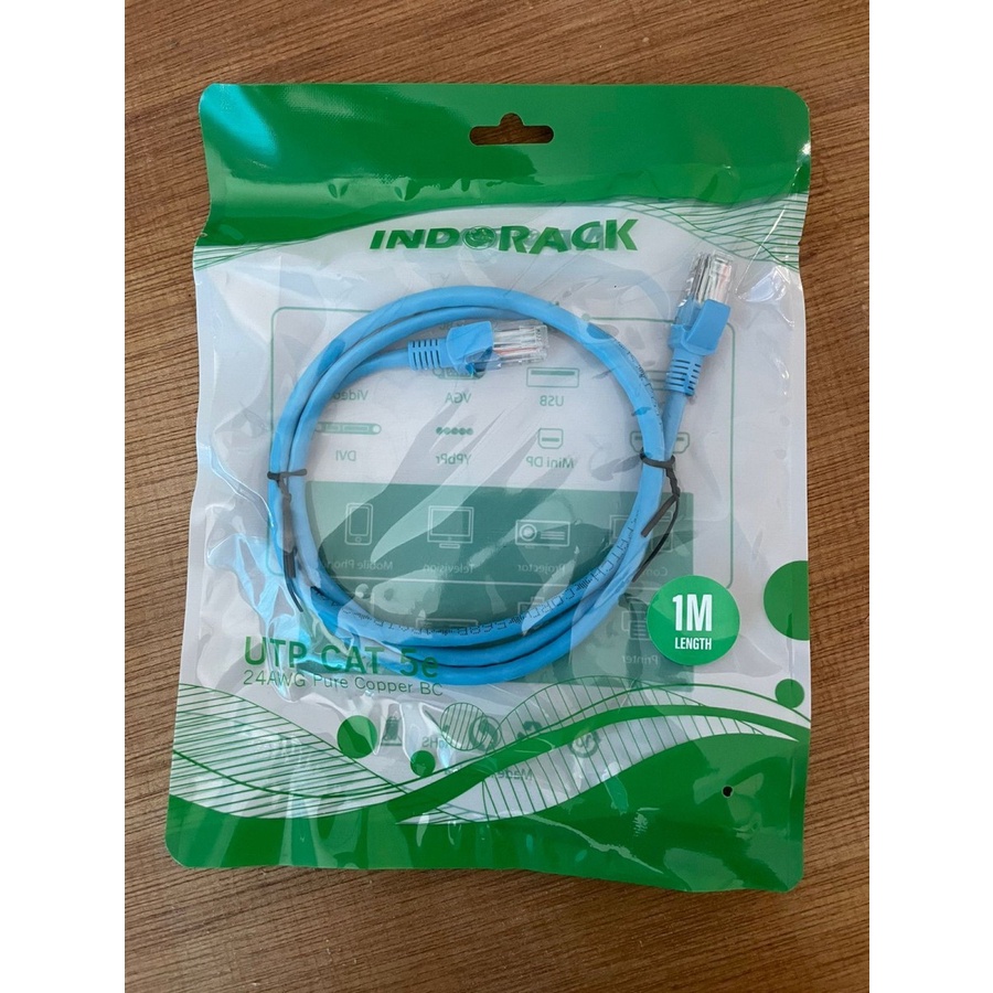 INDORACK C51B 1 Meter Kabel Lan CAT5e UTP Patch Cord Cable -BLUE