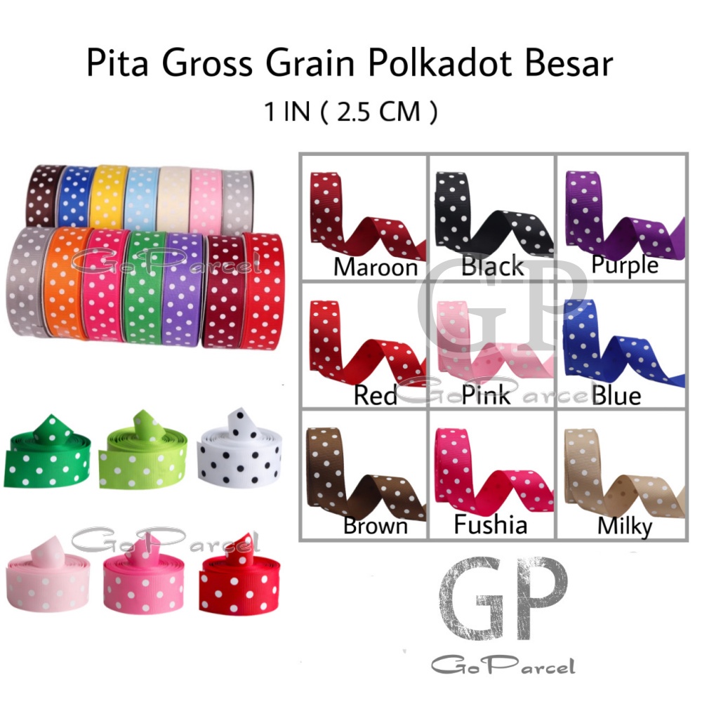 

( 3 Meter ) PITA GROSS GRAIN POLKADOT 25MM 1 INCH / 2.5 CM ONDE BESAR KECIL HIASAN HAMPERS