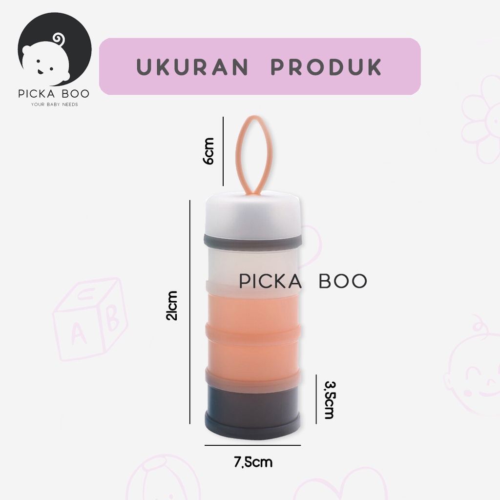 PICKA BOO Dispenser Susu Tempat Susu Bubuk Traveling 4 Susun