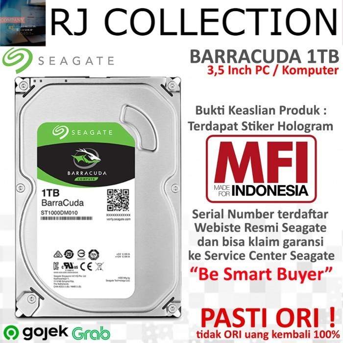 Seagate Barracuda 1TB - HDD / Harddisk Internal PC Dekstop Komputer