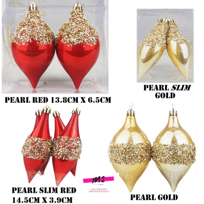 ASLI & TERMURAH Bola Bola Natal Hiasan Natal Ornamen Natal Pearl - GOLD BESAR
