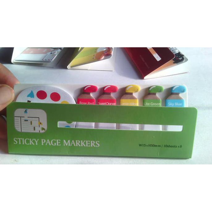 

BEST SELLER Set Pembatas Buku Kertas Caracter Unik Lukis Palet Sticky Page Markers TERJAMIN