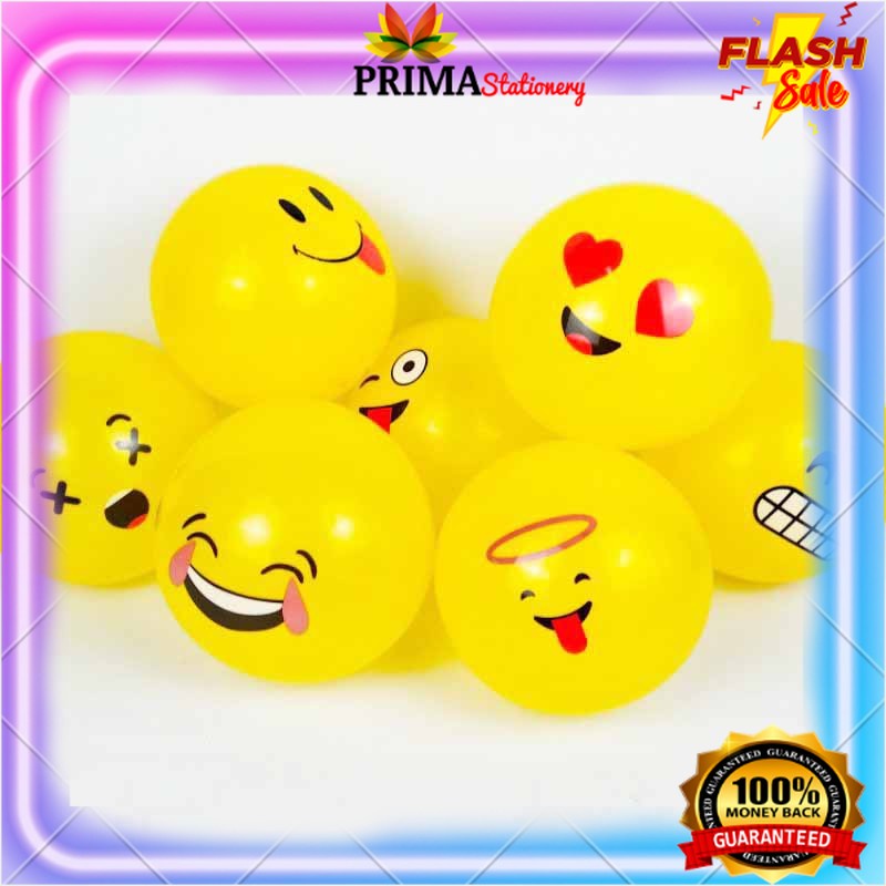 Bola Balon Karet seri Emoji Smile isi 6 pcs