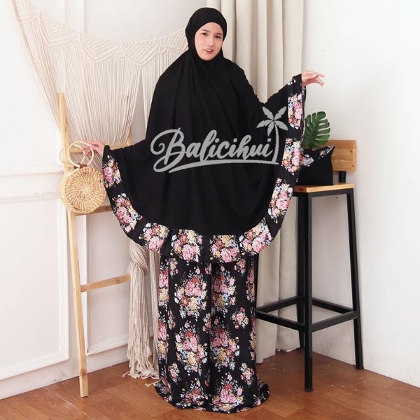 Balicihui Mukena Nadia Hitam 1 Mukena Bali Jumbo Mukena Bali Dewasa Mukena Dewasa Jumbo by Balicihui