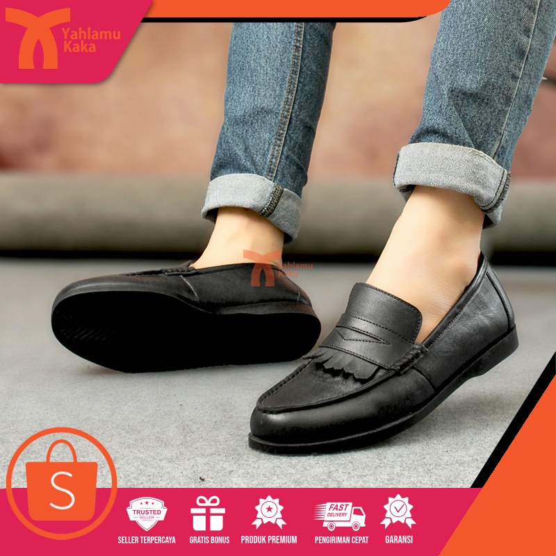 YLK x Grazie - Sepatu Pantofel Pria Kulit Asli Kualitas Premium Loafers Untuk Kerja Kantor Formal - 