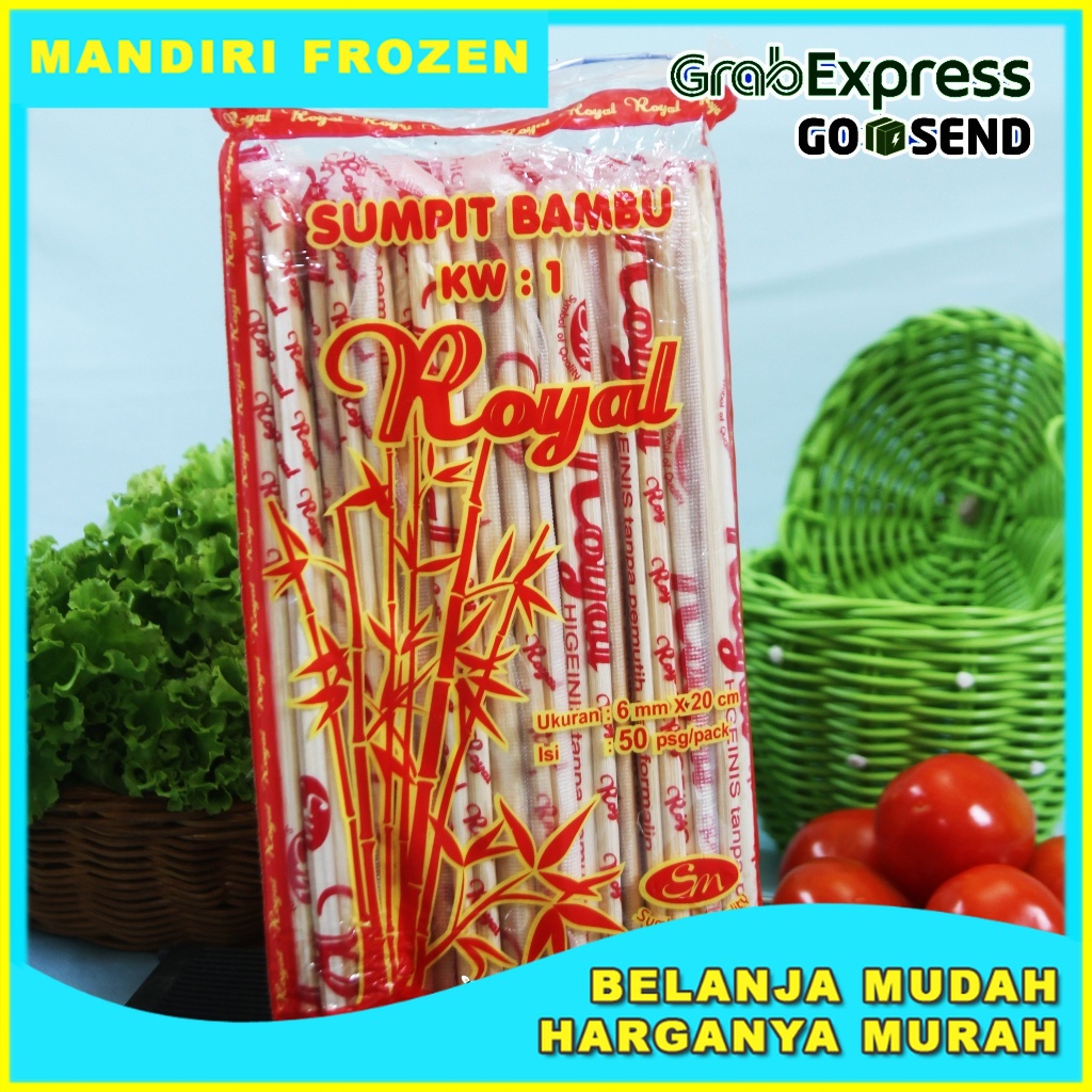 SUMPIT BAMBU ROYAL 460 gr Isi 50 Pasang / PACK Sumpit Bambu ukuran 6 mm x 20 cm