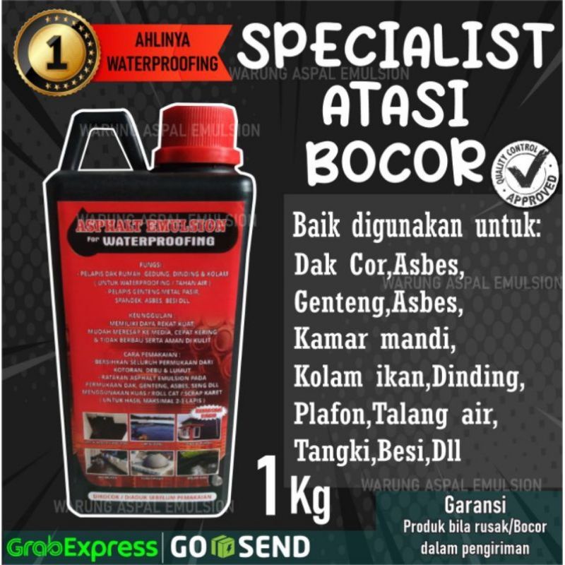 Aspal cair Anti Bocor emulsion 1 kg Asphalt emulsion , Aspal emulsion pelapis Anti Bocor waterproofi