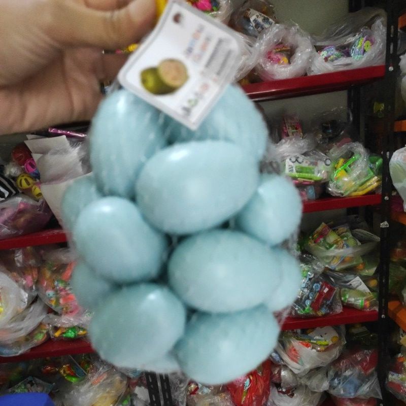 Mainan Telur Teluran Plastik Anak Bayi Kemasan Jaring Isi 20 Pcs-Telur Bebek /Biru