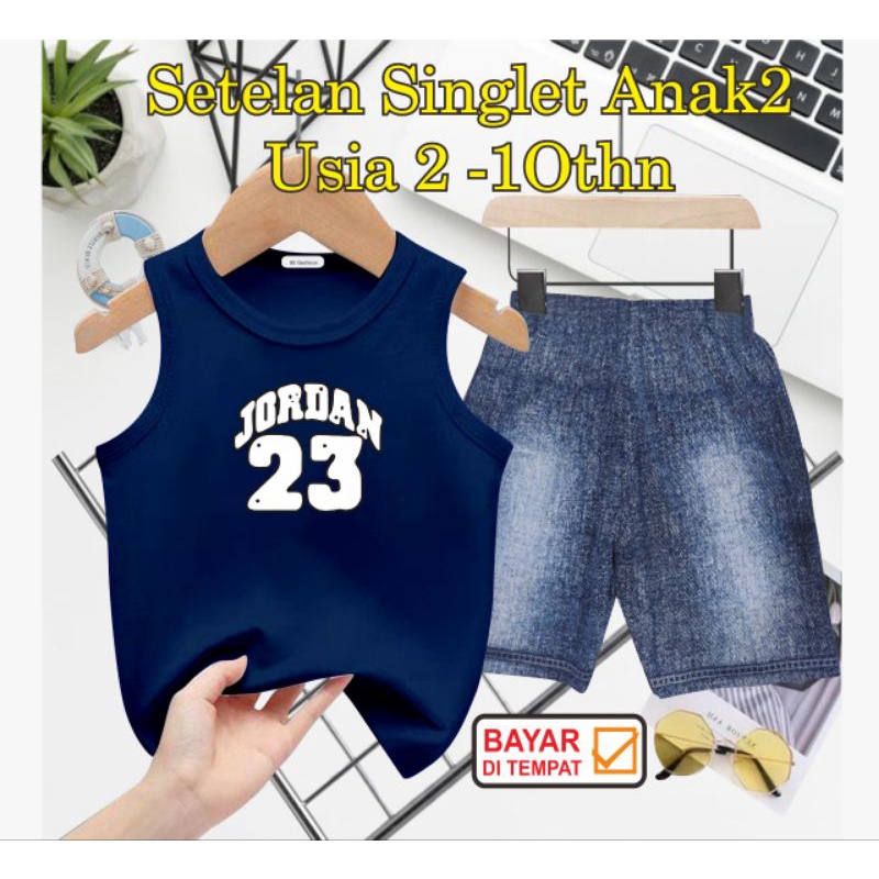 ((IB))SETELAN SINGLET ANAK SEMI JEANS/J0RD4N DIGITAL SABLON