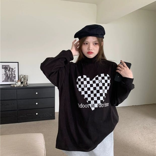 Blouse Wanita Sweater Crewneck Wanita BDOOT LOVE Oversize Termurah Bahan Fleece Lembut Dan Tebal