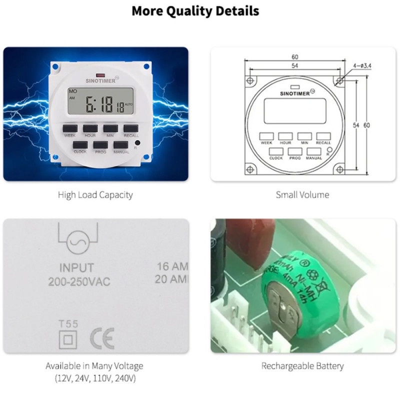 Timer Switch Relay Programmable Auto ON/OFF 200-250V 16A LCD Display