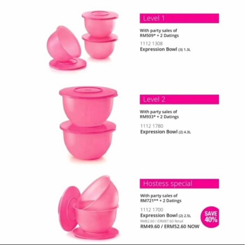 Tupperware expression bowl per pcs - produk malaysia - mangkuk kolak