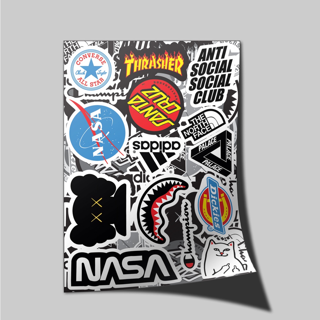 14pcs STIKER - BRAND - STIKER AESTHETIC LAPTOP, AKSESORIS HP, ANTI AIR, MOTIF,HELM.