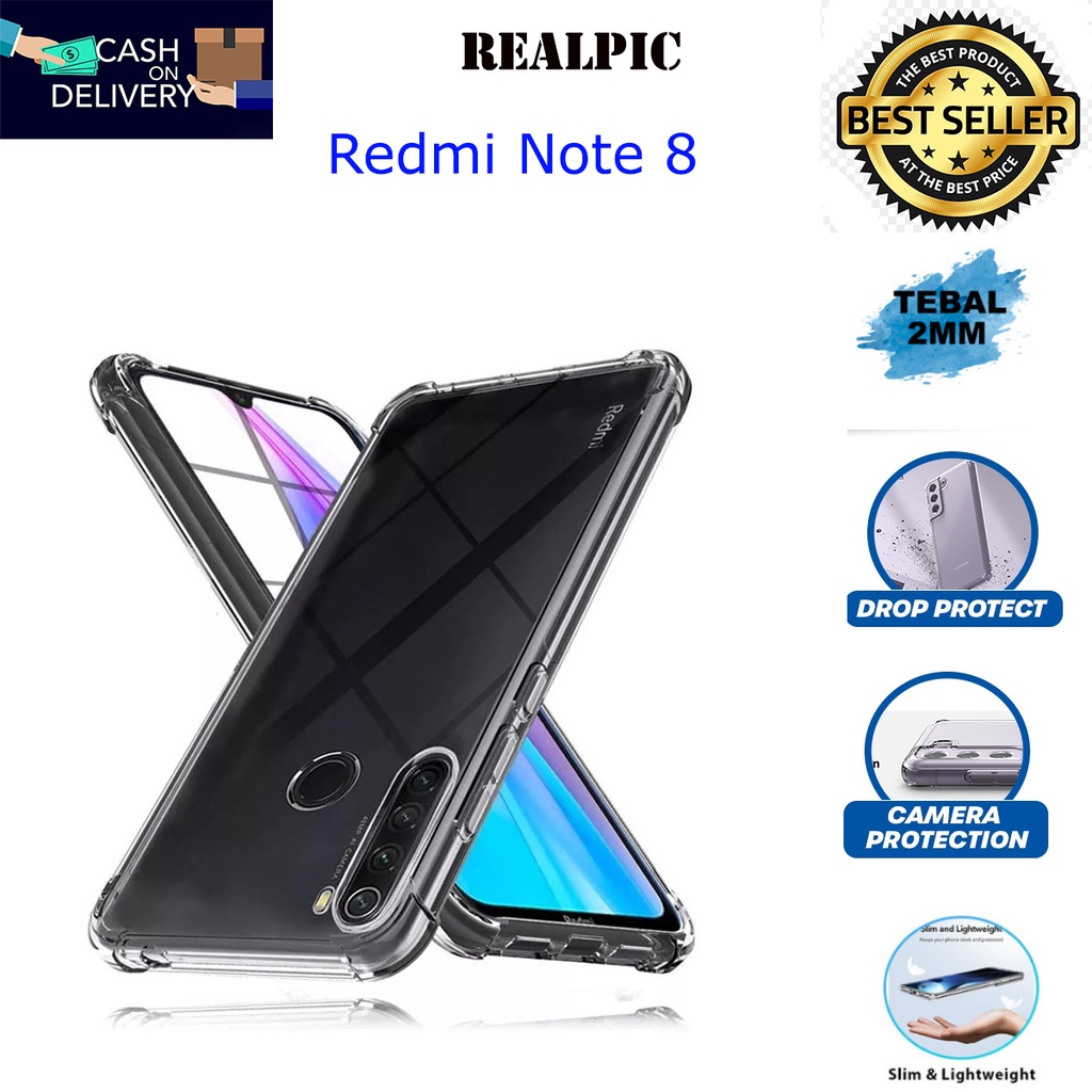 Case Xiaomi Redmi Note 8 Casing Clear HD KETEBALAN 2MM BENING TRANSPARAN TPU Premium Softcase