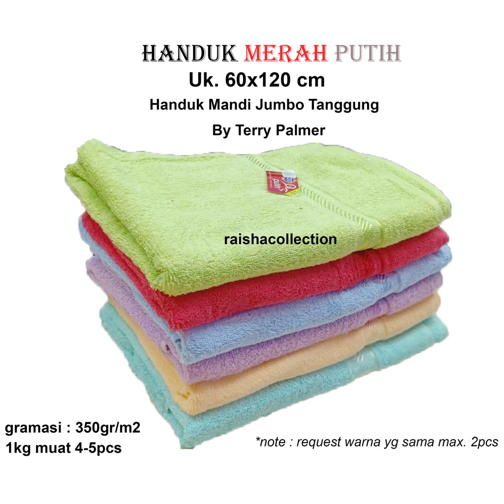 RC Handuk Mandi Merah Putih Jumbo Tanggung Ukuran 60x120