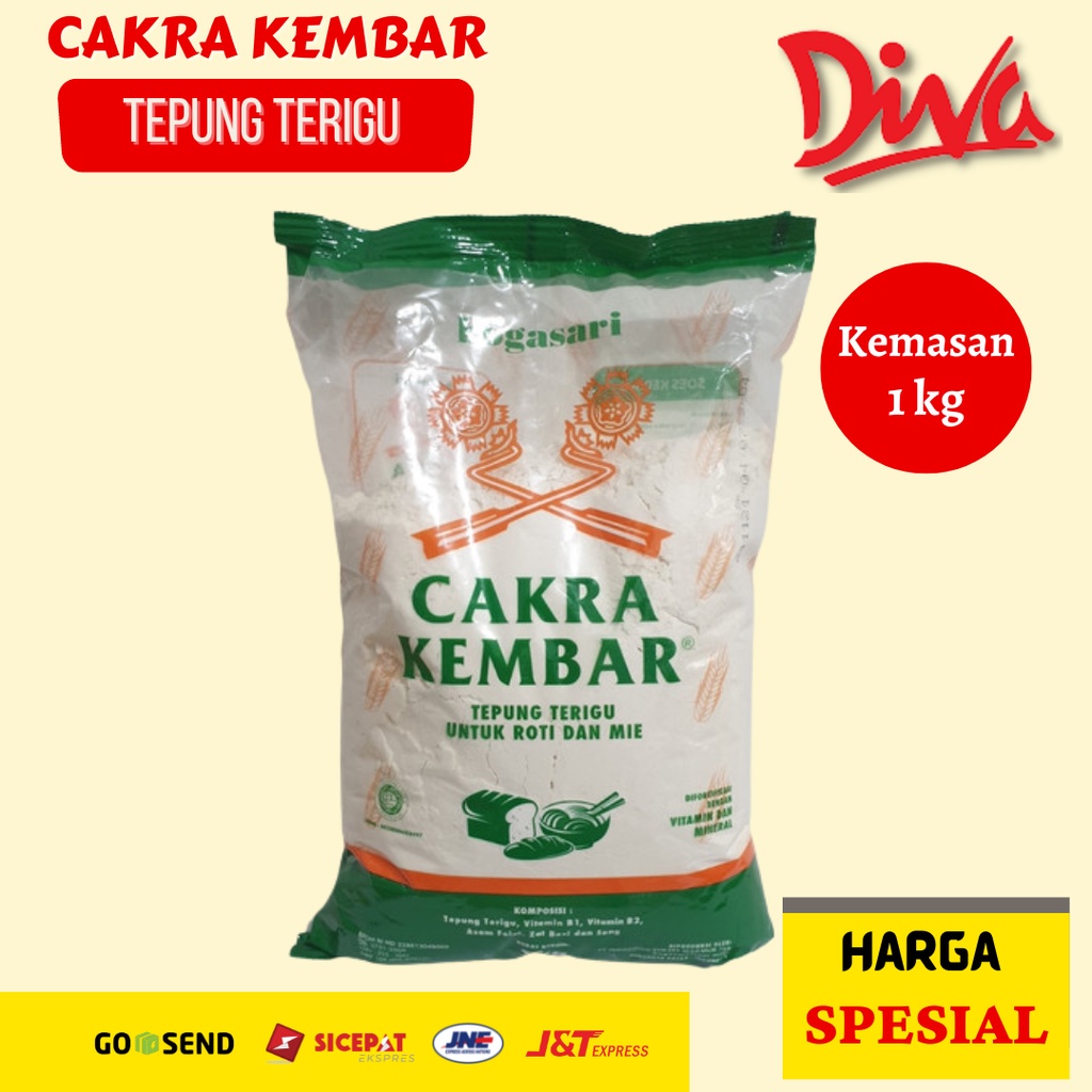 

[1kg] Tepung Cakra Kembar Bening / Tepung Terigu Kemasan Ekonomis