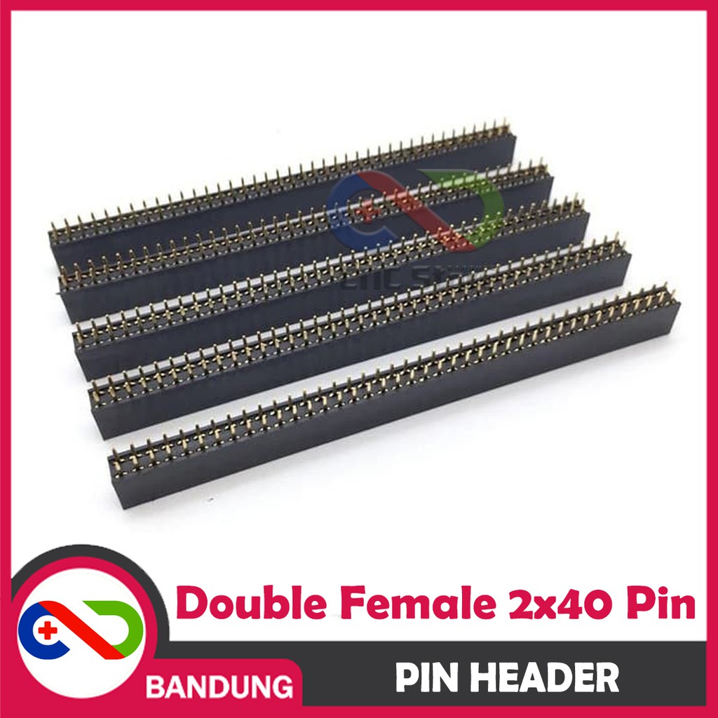 PIN HEADER STRIP FEMALE DOUBLE ROW 2X40 2.54MM BLACK HITAM