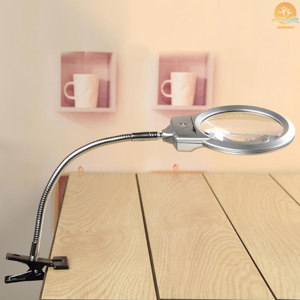 Pro Flexible Hands Free Magnifying Glass Desk Lamp Bright LED Light Magnifier with Clamp for Reading Diamond Painting