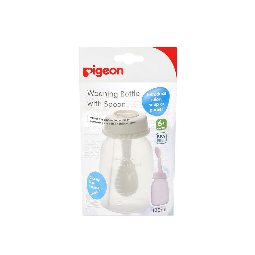 Pigeon Food Feeder Weaning Bottle With Spoon Botol Sendok 6+ Bulan 120ml