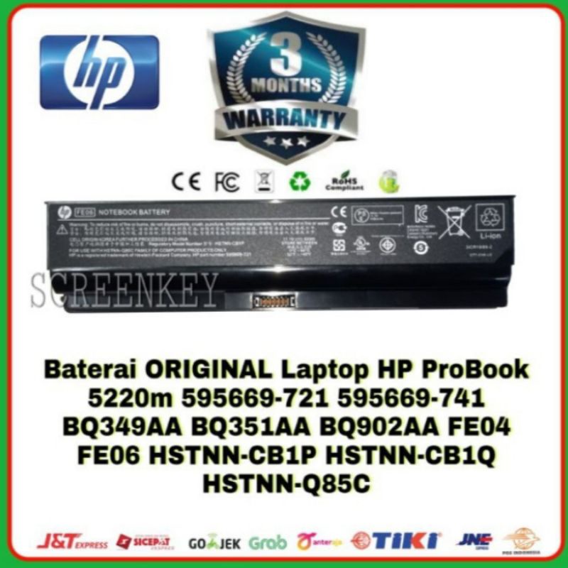 Baterai Laptop Original HP ProBook 5220 5220M 5220MA FE04 FE06 HSTNN-UB1Q HSTNN-Q85C