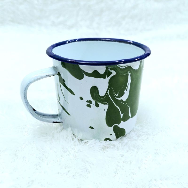 Mug Cangkir Gelas Enamel Blirik Lurik Blurik 7cm seng kaleng jadul kuno unik-4