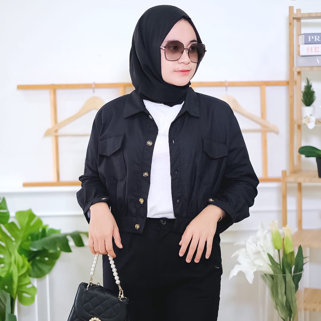 BEFAST - ZEC OOTD Wanita Jacket ADHI / Jiesco Linen Jacket / Jaket Crop Polos / Jaket Kekinian Remaja / Jaket Terbaru / Jaket Crop Modis / Jaket Style Korean