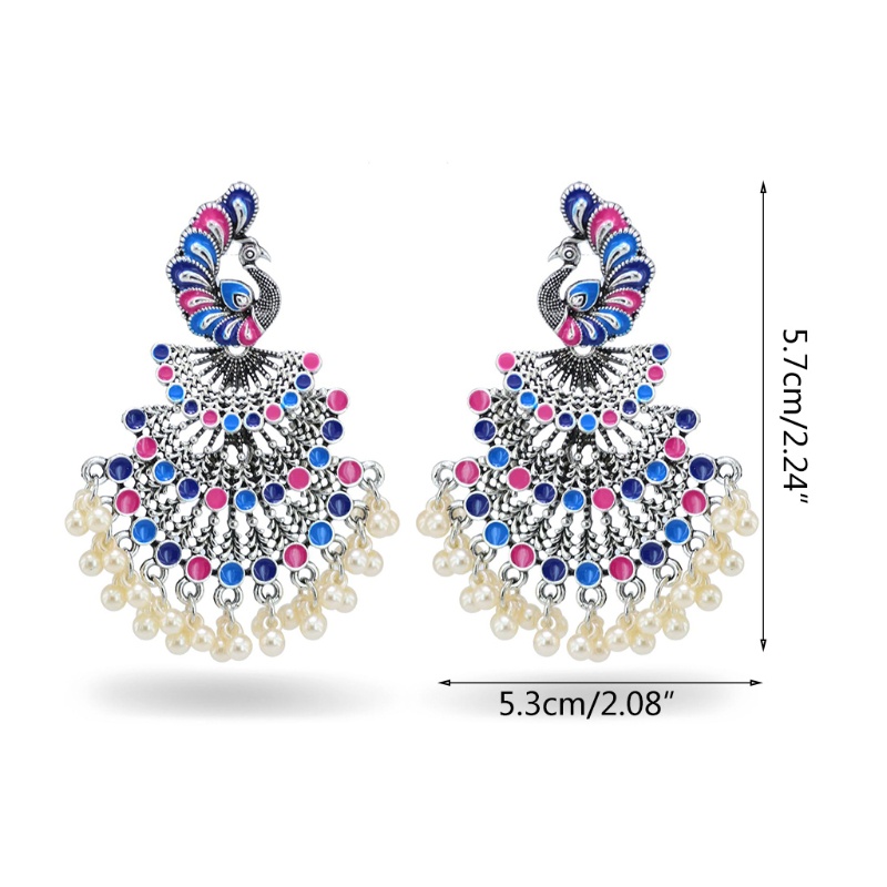 Siy 1 Pasang Anting Tusuk Gantung Desain Merak Enamel Warna Warni Gaya Mewahvintage Untuk Wanita
