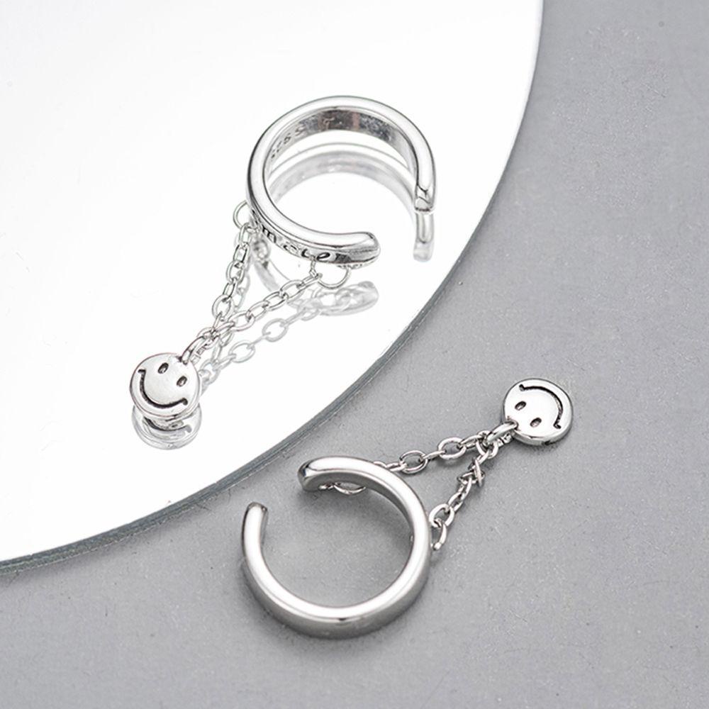 Mxbeauty Wanita Anting Street Wear Retro Smiley Face Pesta Desain Fashion Temperamen Telinga Klip