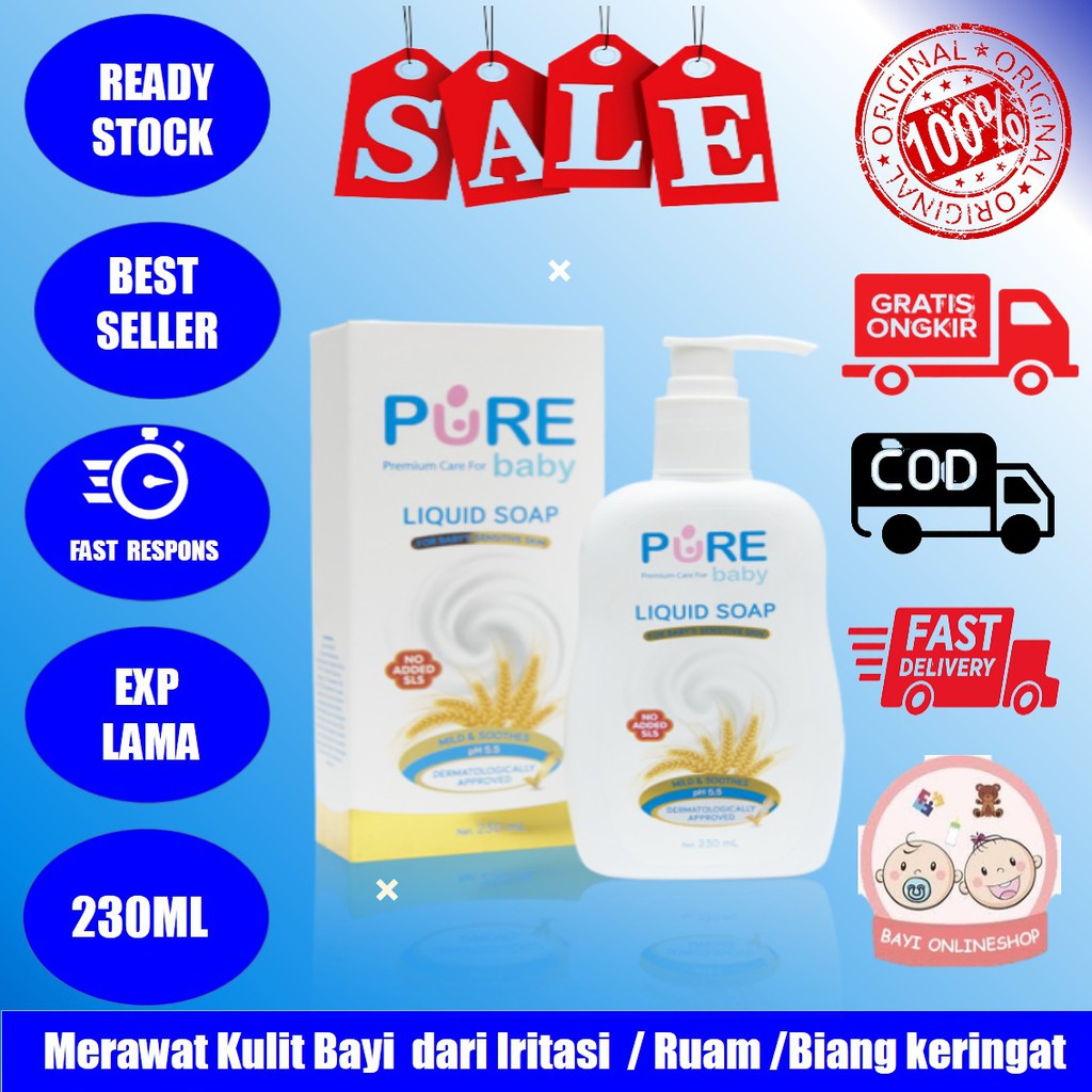 Pure baby Liquid Soap 230ml / Purebaby Sabun Cair Bayi Kulit Sensitive