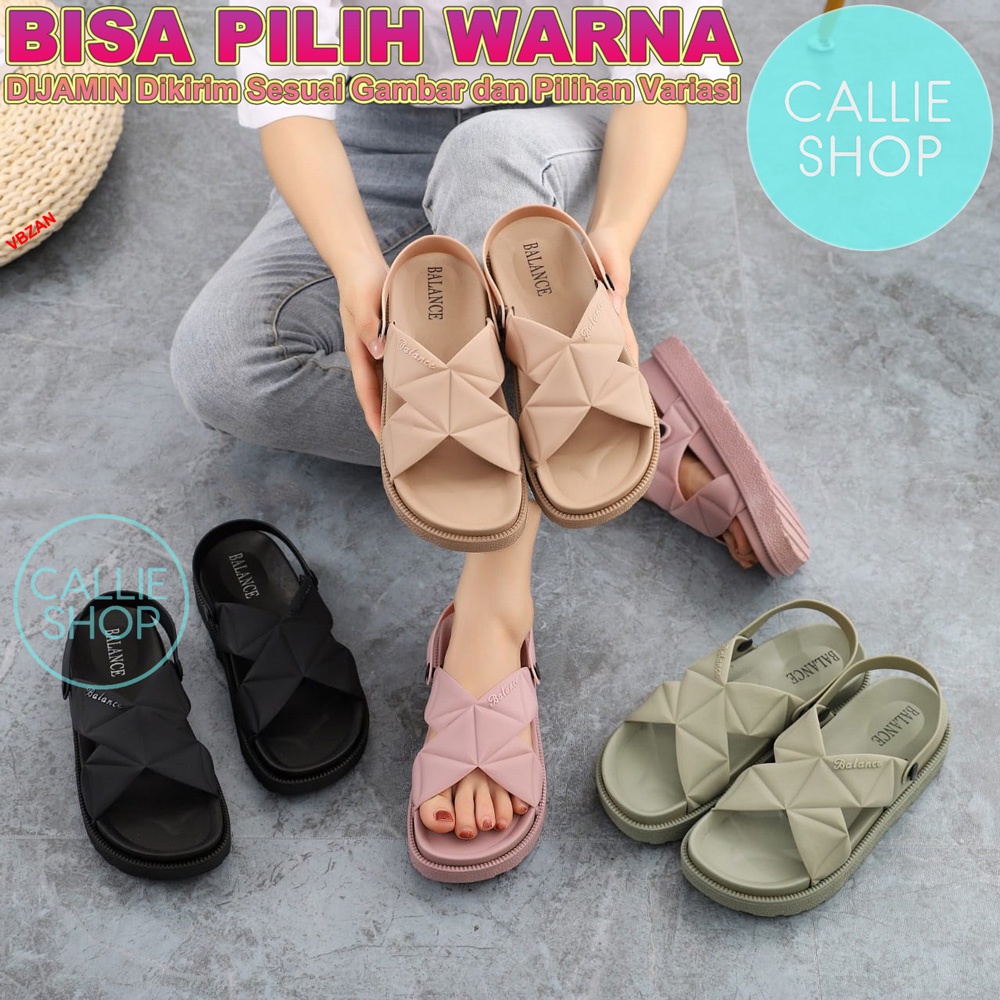 Sandal Wanita Platform Sol Tebal Tali Belakang Jelly Balance 1604-51 TBXWJTLBK