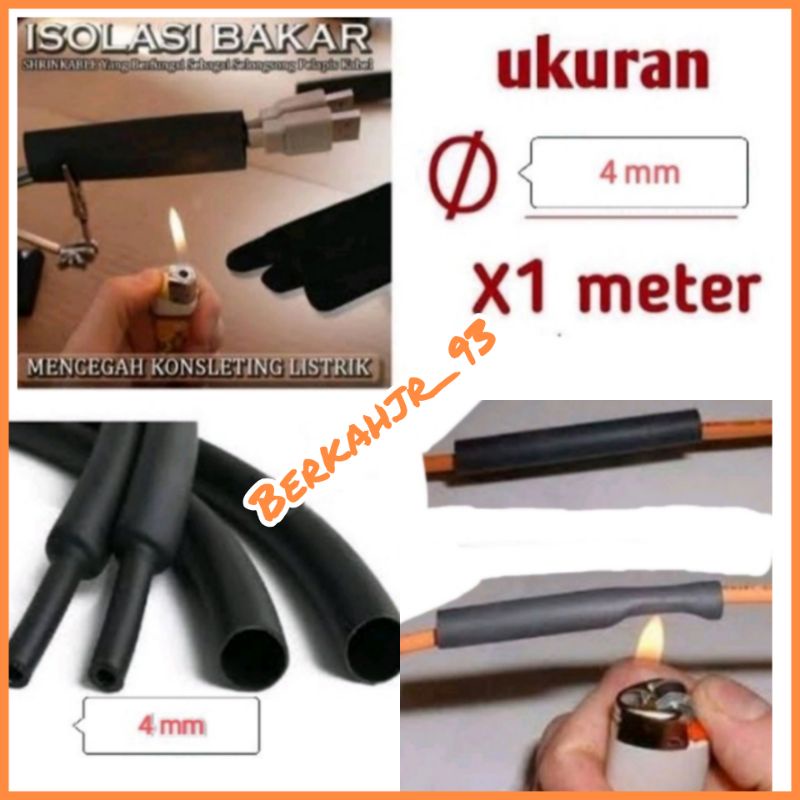 Isolasi Bakar Selang Bakar Ukuran 4 MM Pelindung Kabel
