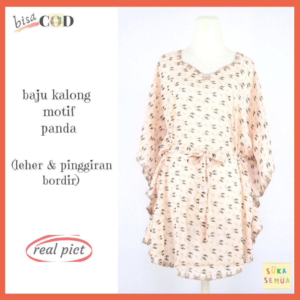 Baju Atasan Wanita / Blus Kalong Bordir Eksklusif (Panda) / Kelelawar Batwing Sifon Fashion Blouse w
