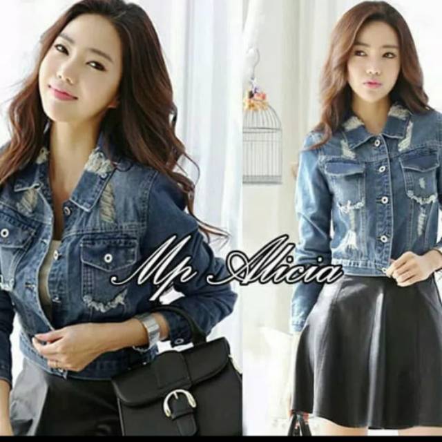 Jaket Wanita Jeans Levis Denim Sobek Bagus Modern Keren Gaul