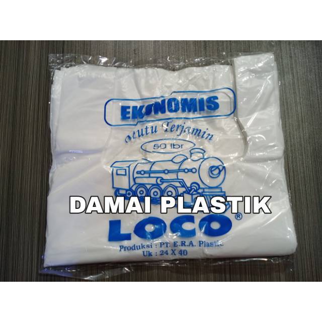 HD Kantong Plastik Loco KRESEK Putih Susu Tipis Ekonomis Ukuran 24 28 TANGGUNG